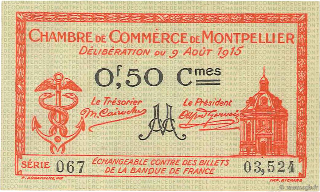 50 Centimes FRANCE régionalisme et divers Montpellier 1915 JP.085.06 SUP+