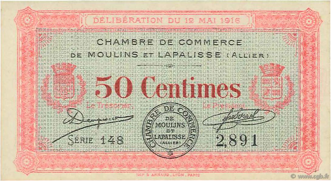 50 Centimes FRANCE régionalisme et divers Moulins et Lapalisse 1916 JP.086.01 TTB+