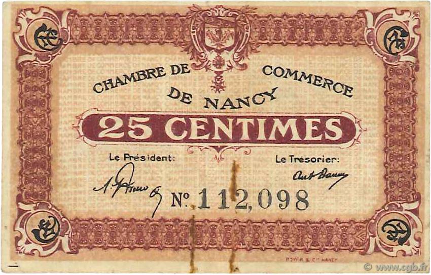 25 Centimes FRANCE régionalisme et divers Nancy 1918 JP.087.56 TB