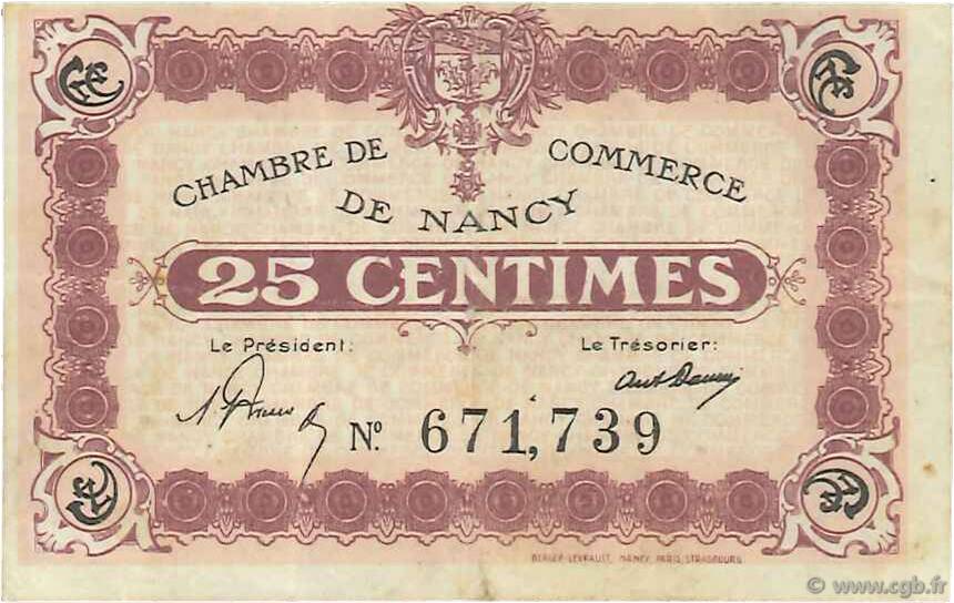 25 Centimes FRANCE régionalisme et divers Nancy 1918 JP.087.62 TB