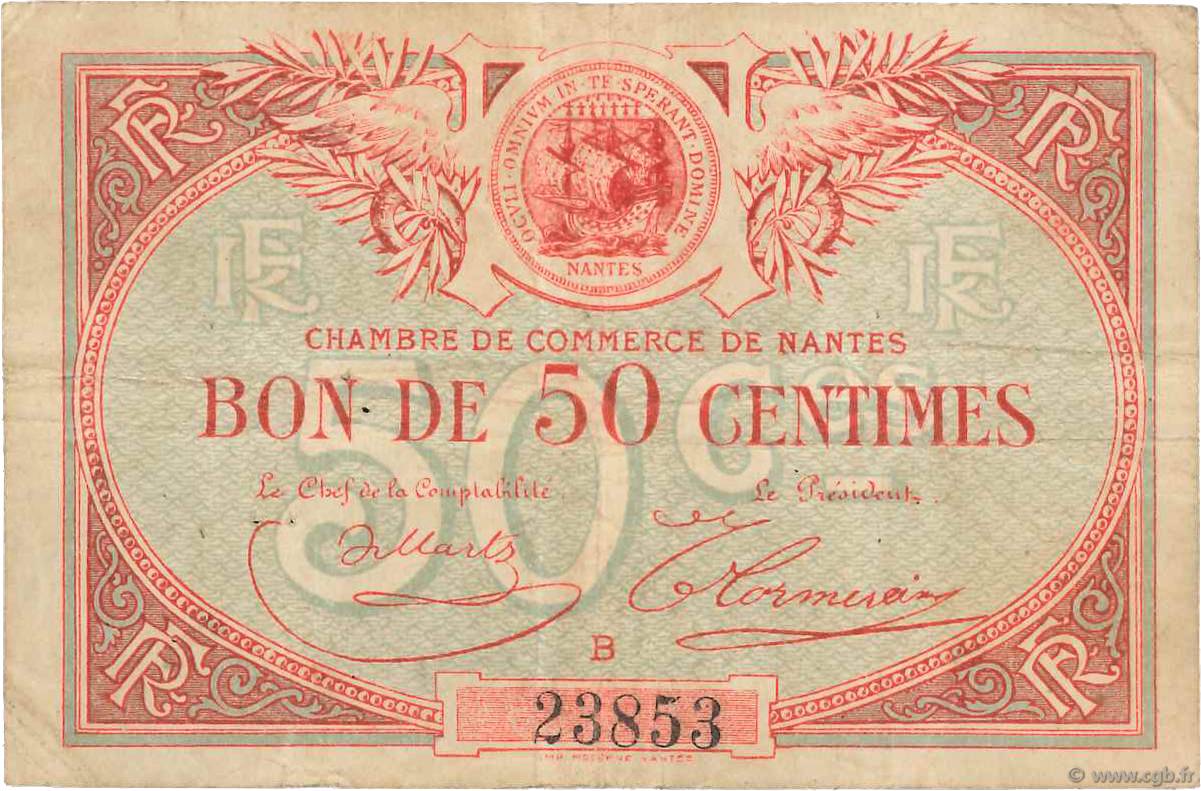 50 Centimes FRANCE regionalism and miscellaneous Nantes 1918 JP.088.03 F
