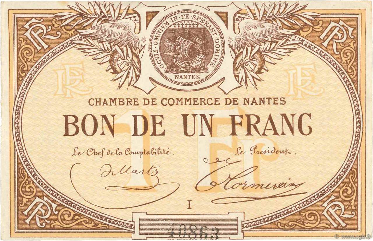 1 Franc FRANCE regionalism and miscellaneous Nantes 1918 JP.088.05 VF