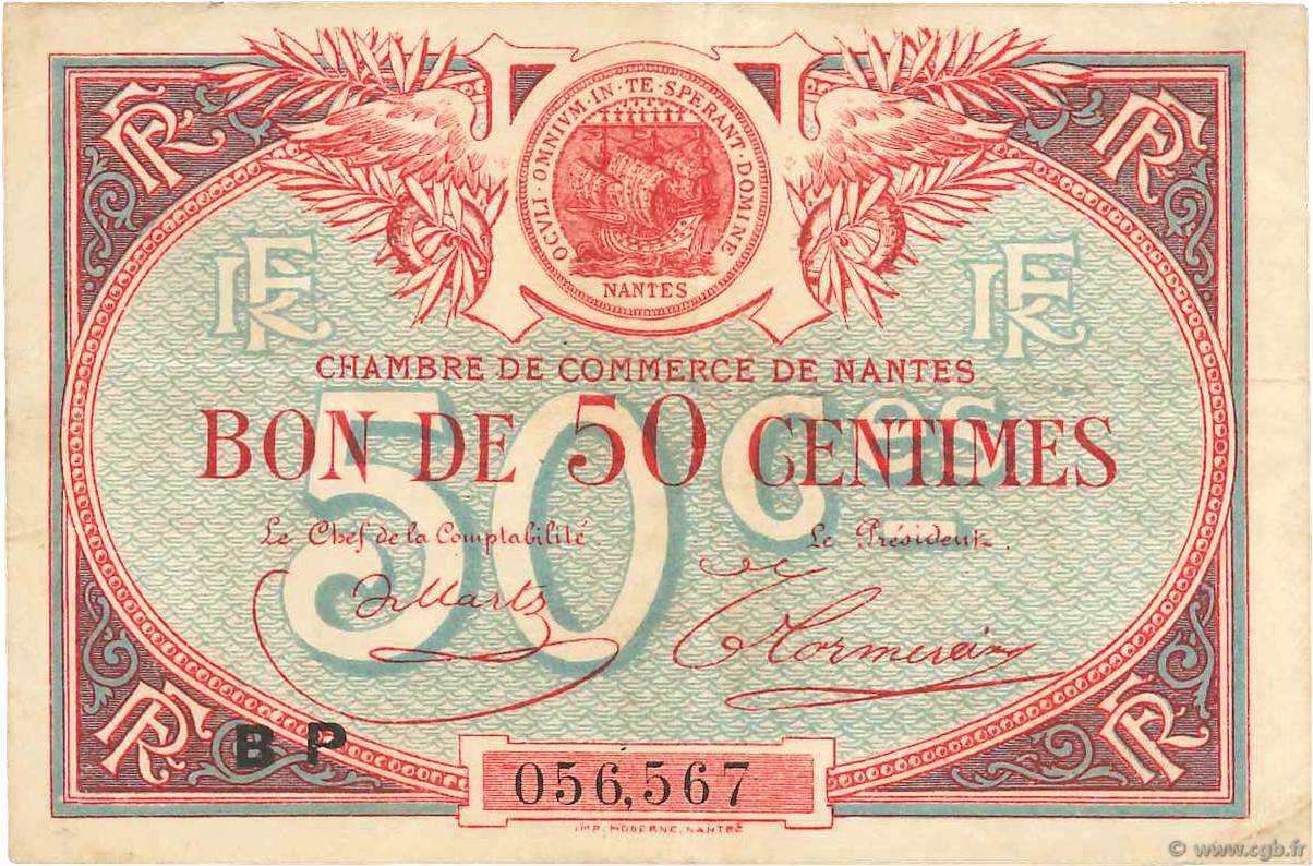 50 Centimes FRANCE régionalisme et divers Nantes 1918 JP.088.24 TB+