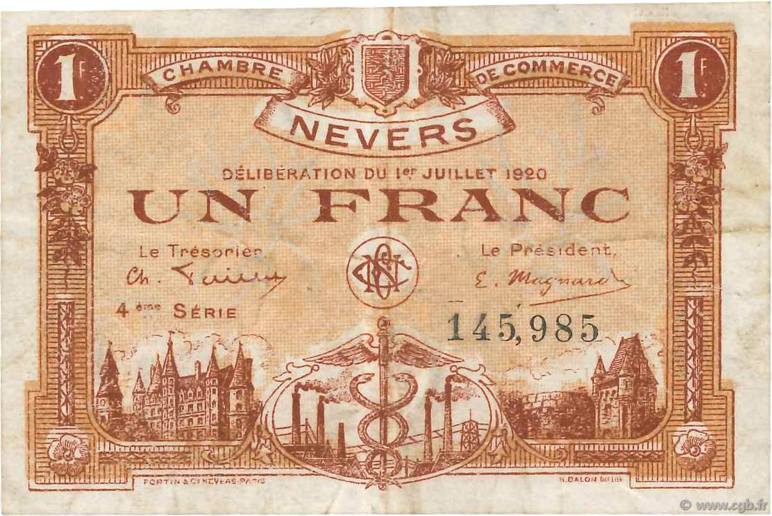 1 Franc FRANCE régionalisme et divers Nevers 1920 JP.090.19 TTB