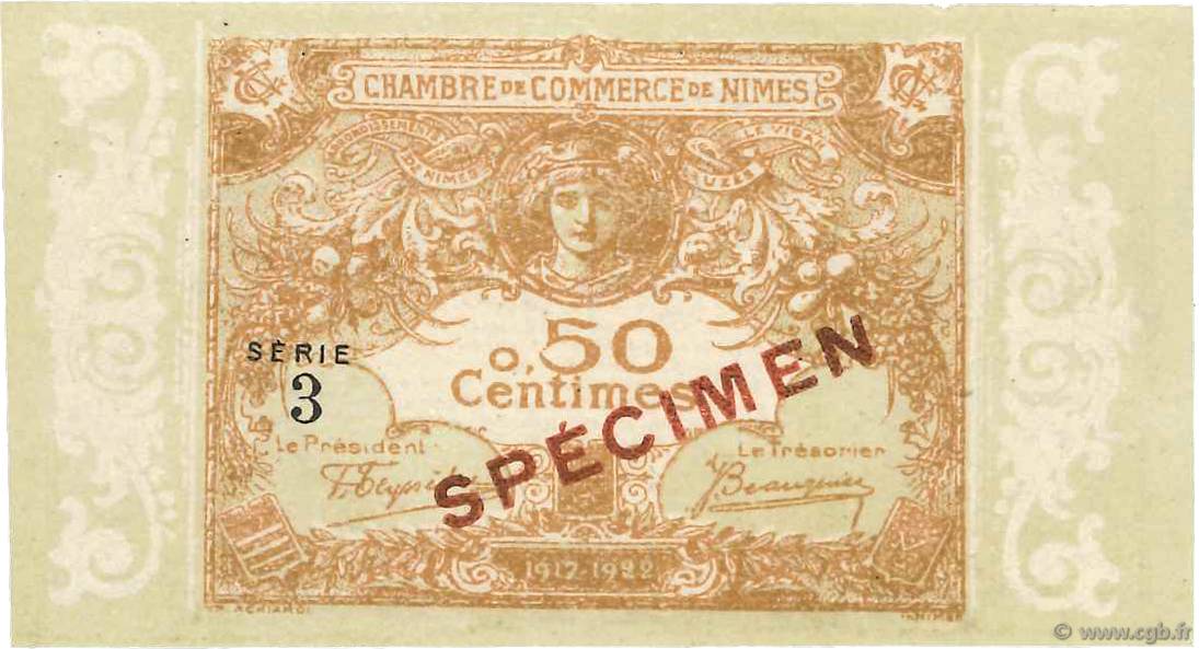 50 Centimes Spécimen FRANCE régionalisme et divers Nîmes 1915 JP.092.13 SUP