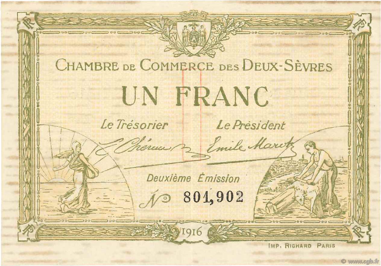 1 Franc FRANCE regionalism and miscellaneous Niort 1916 JP.093.08 VF