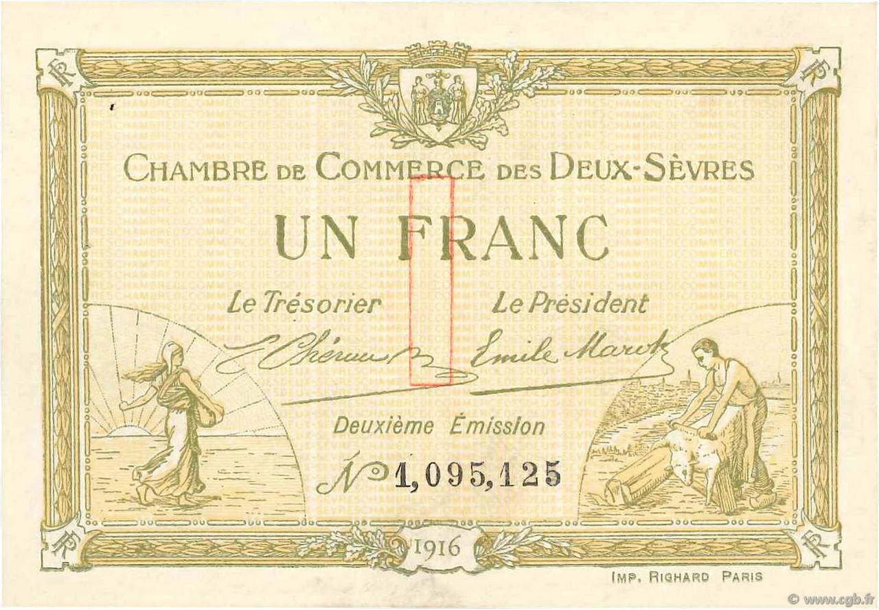1 Franc FRANCE Regionalismus und verschiedenen Niort 1916 JP.093.08 fVZ