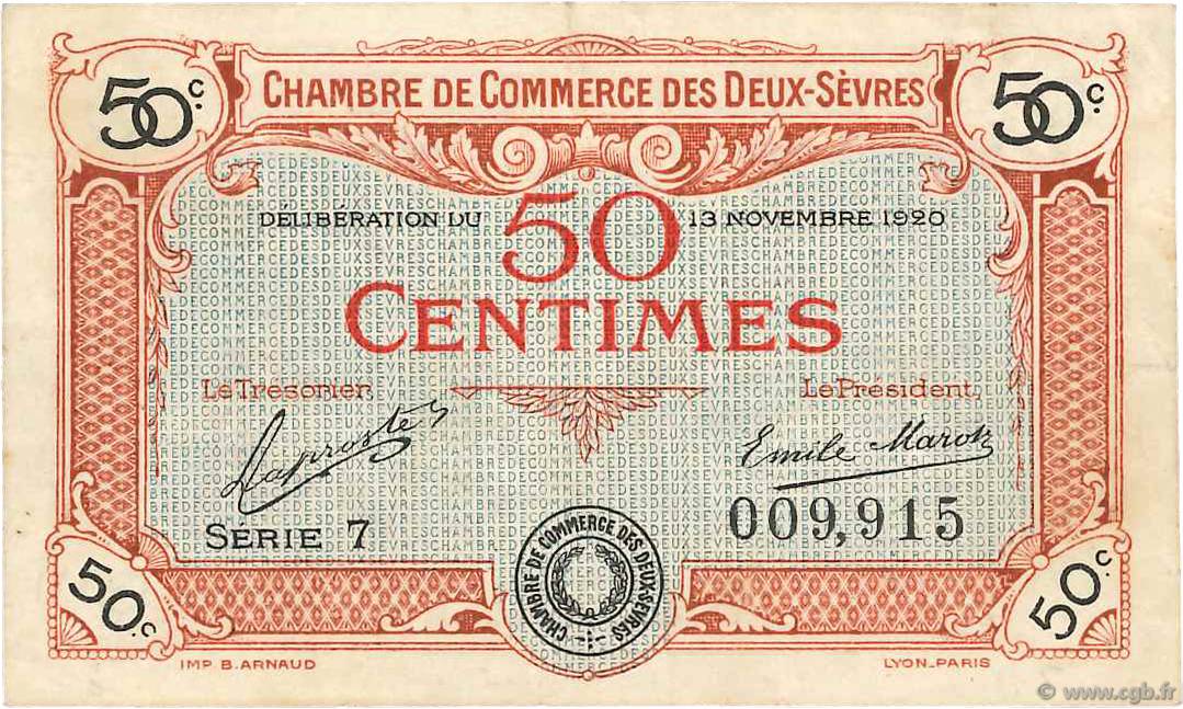 50 Centimes FRANCE régionalisme et divers Niort 1920 JP.093.10 TB