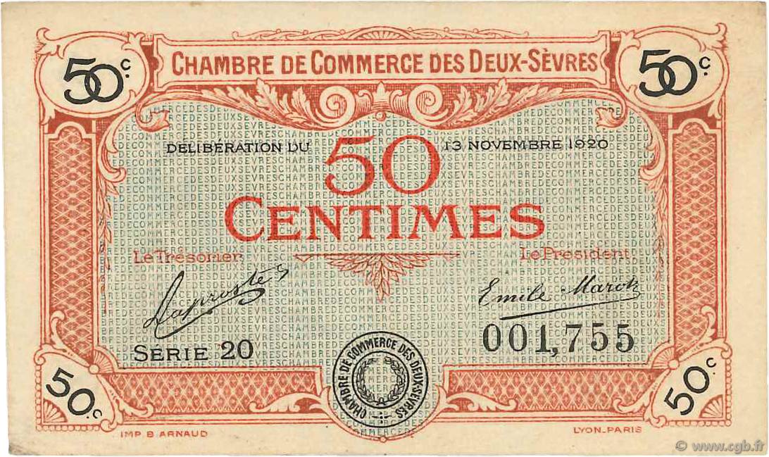 50 Centimes FRANCE régionalisme et divers Niort 1920 JP.093.10 TTB+
