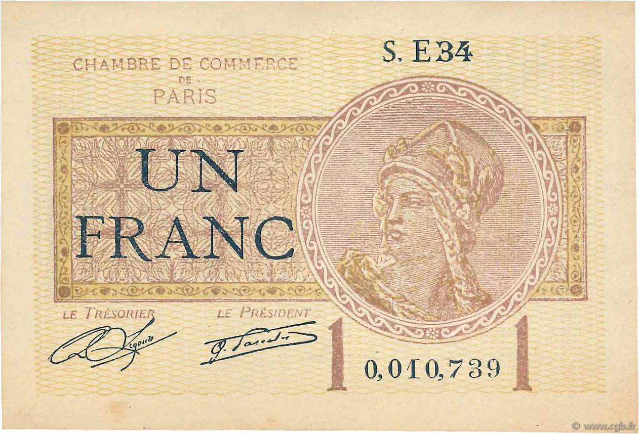 1 Franc FRANCE regionalism and miscellaneous Paris 1920 JP.097.23 XF+