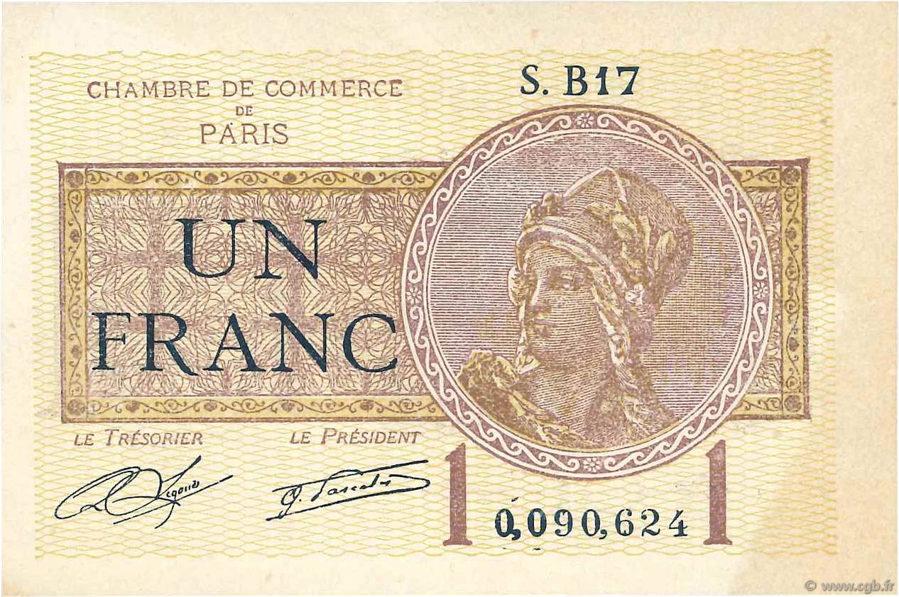 1 Franc FRANCE regionalism and miscellaneous Paris 1920 JP.097.23 UNC-