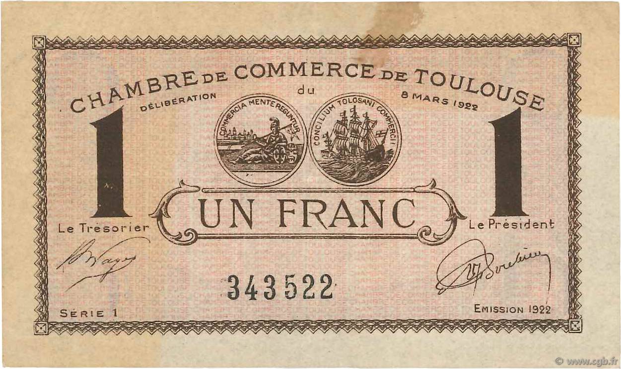 1 Franc FRANCE régionalisme et divers Toulouse 1922 JP.122.45 TTB