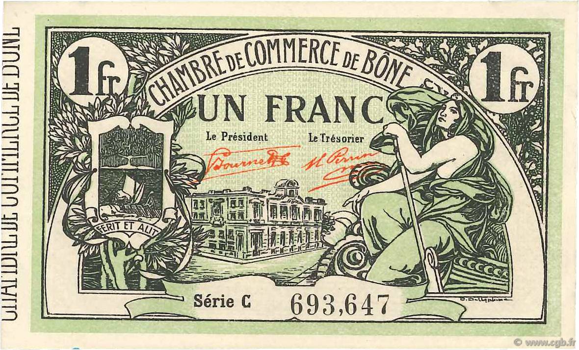 1 Franc FRANCE régionalisme et divers Bône 1921 JP.138.15 SUP+