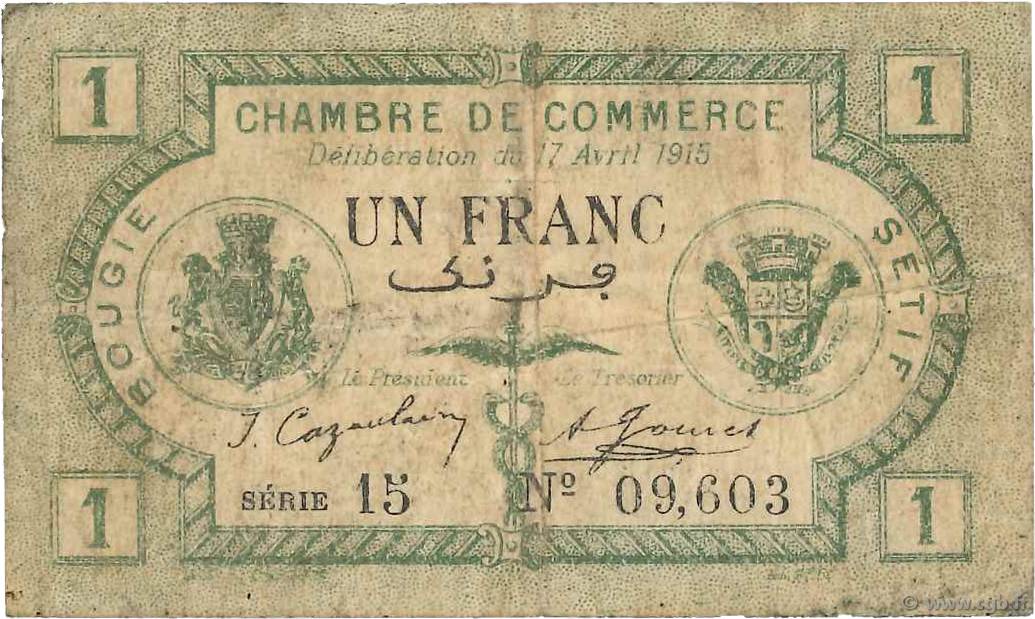 1 Franc FRANCE régionalisme et divers Bougie, Sétif 1915 JP.139.02 B