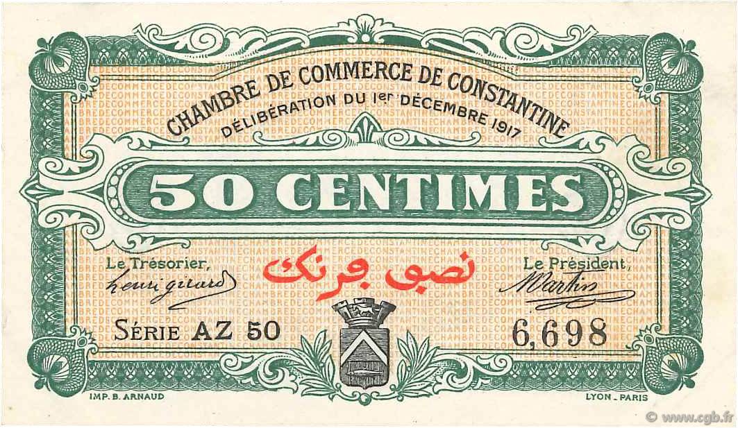 50 Centimes FRANCE regionalism and miscellaneous Constantine 1917 JP.140.13 XF+