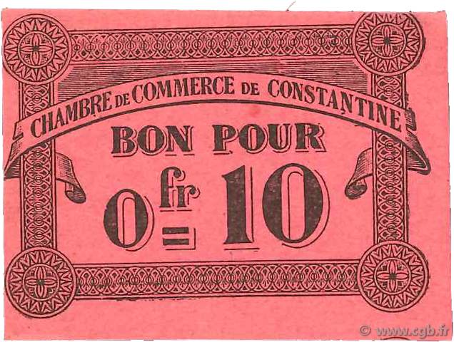 10 Centimes FRANCE régionalisme et divers Constantine 1915 JP.140.47 SPL