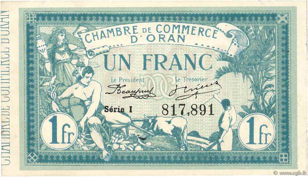 1 Franc FRANCE regionalism and miscellaneous Oran 1915 JP.141.20 XF