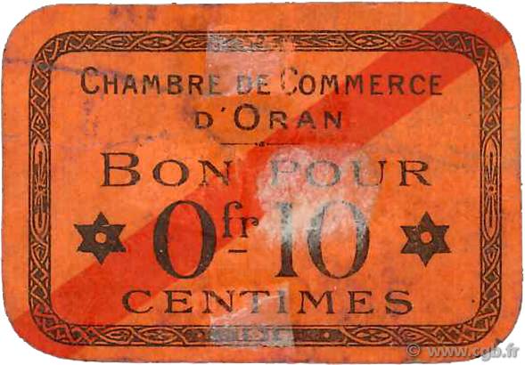 10 Centimes FRANCE regionalism and miscellaneous Oran 1916 JP.141.49 F