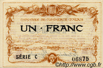 1 Franc FRANCE régionalisme et divers Alais. Nom Actuel : Alès 1915 JP.004.05 SPL à NEUF
