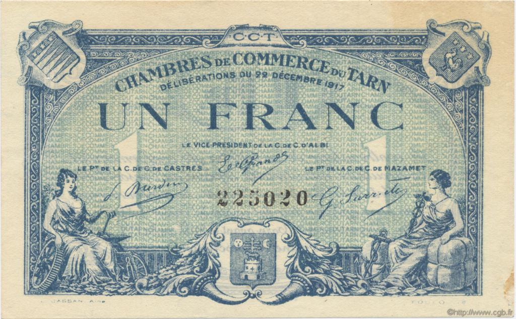 1 Franc FRANCE régionalisme et divers Albi - Castres - Mazamet 1917 JP.005.13 TTB à SUP