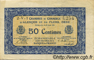 50 Centimes FRANCE régionalisme et divers Alencon et Flers 1915 JP.006.18 TTB à SUP