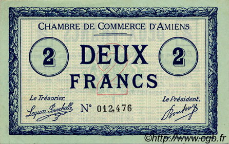 2 Francs FRANCE régionalisme et divers Amiens 1915 JP.007.22 SPL à NEUF