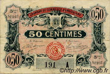 50 Centimes FRANCE regionalism and miscellaneous Angoulême 1917 JP.009.40 F