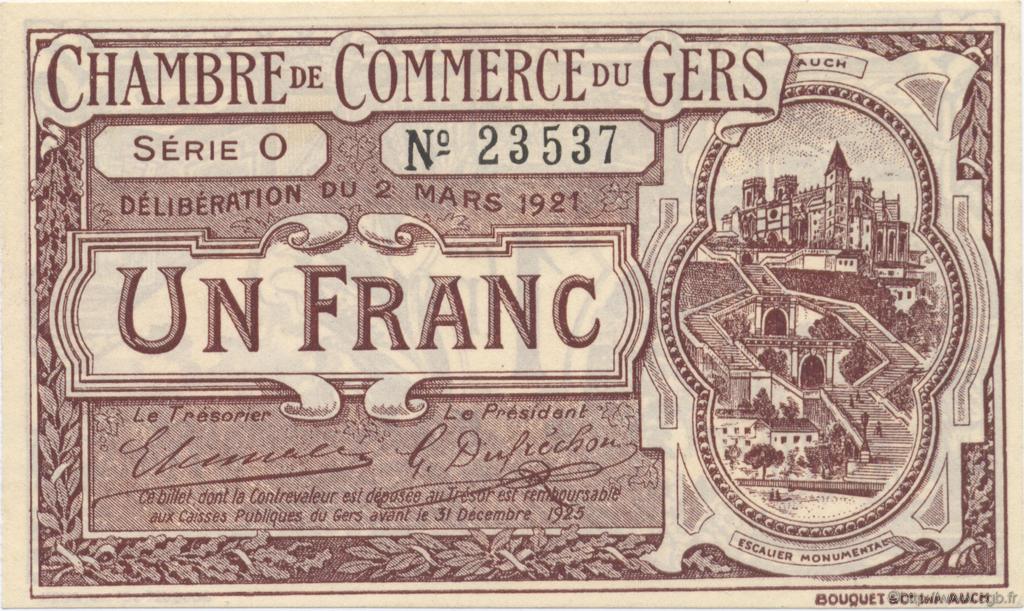 1 Franc FRANCE régionalisme et divers Auch 1921 JP.015.26 SPL à NEUF