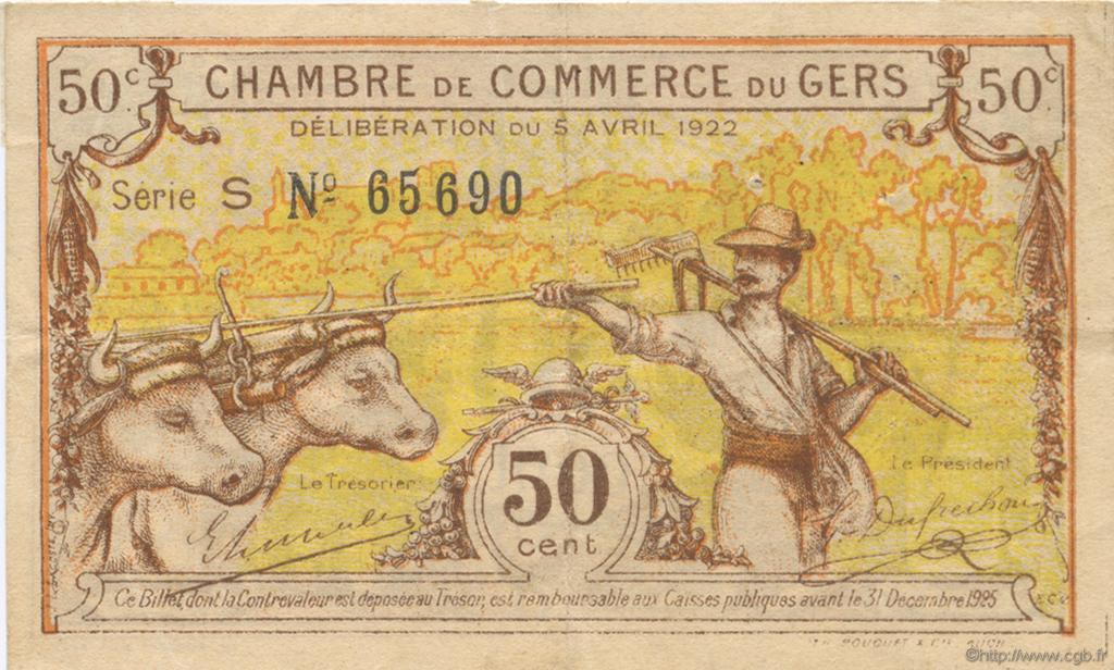 50 Centimes FRANCE régionalisme et divers Auch 1922 JP.015.34 TB
