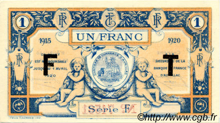1 Franc FRANCE régionalisme et divers Aurillac 1915 JP.016.08 SPL à NEUF