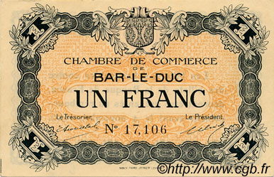 1 Franc FRANCE régionalisme et divers Bar-Le-Duc 1918 JP.019.03 SPL à NEUF