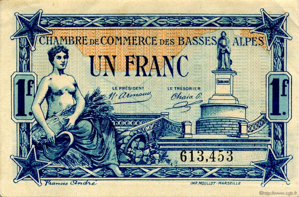 1 Franc FRANCE régionalisme et divers Basses-Alpes 1917 JP.020.02 SPL à NEUF