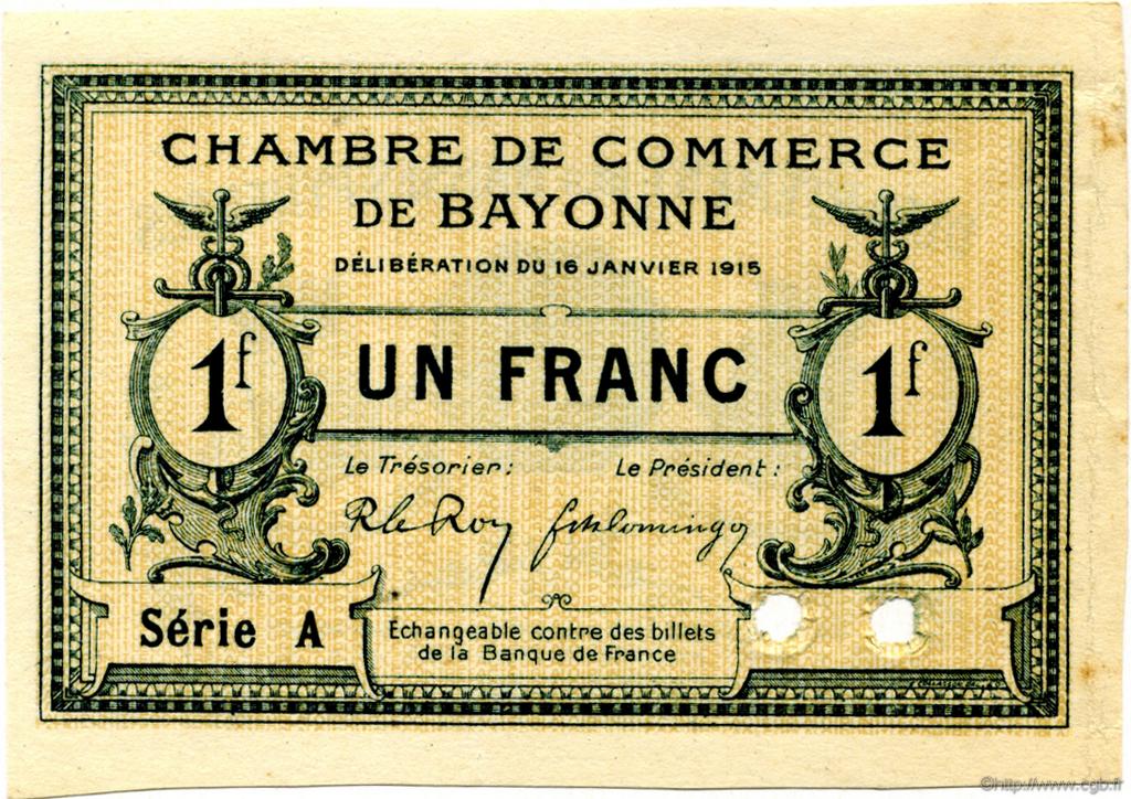 1 Franc Spécimen FRANCE régionalisme et divers Bayonne 1915 JP.021.11 SPL à NEUF