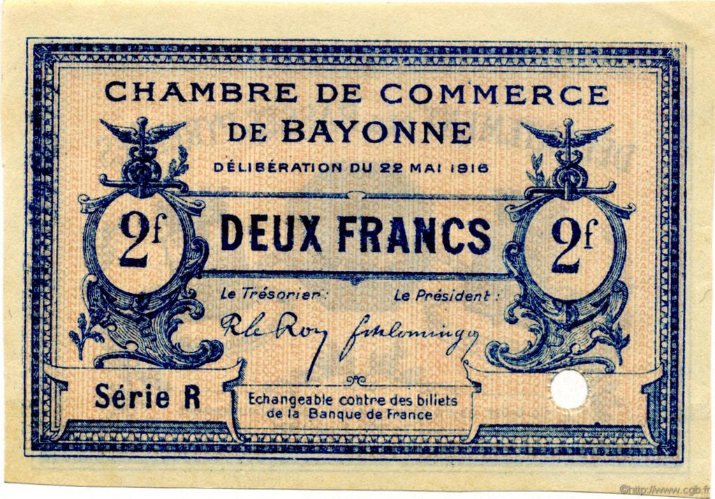 2 Francs Spécimen FRANCE régionalisme et divers Bayonne 1916 JP.021.38 SPL à NEUF