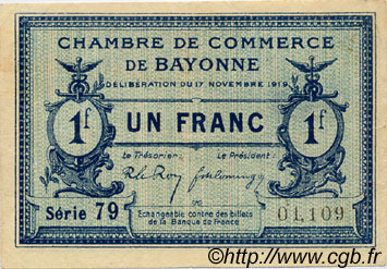 1 Franc FRANCE régionalisme et divers Bayonne 1919 JP.021.64 SPL à NEUF
