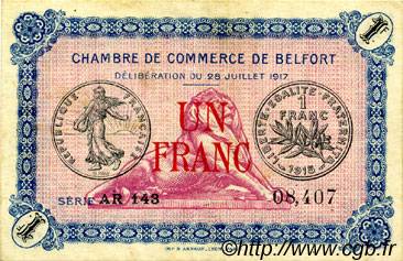1 Franc FRANCE régionalisme et divers Belfort 1917 JP.023.32 TTB à SUP