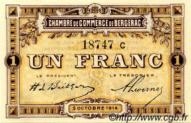 1 Franc FRANCE régionalisme et divers Bergerac 1914 JP.024.13 SPL à NEUF