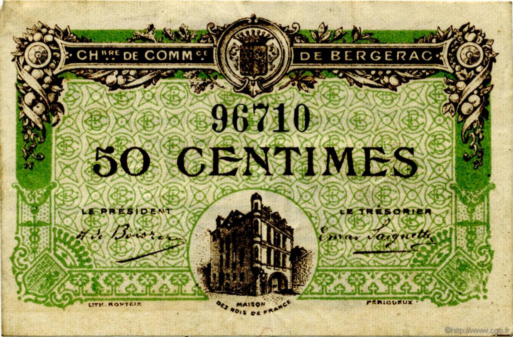50 Centimes FRANCE régionalisme et divers Bergerac 1918 JP.024.31 TB