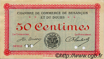 50 Centimes Spécimen FRANCE régionalisme et divers Besançon 1915 JP.025.04 TTB à SUP