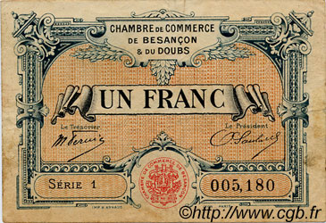 1 Franc FRANCE régionalisme et divers Besançon 1921 JP.025.24 TB
