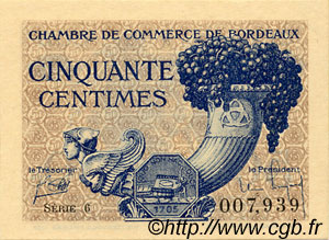 50 Centimes FRANCE régionalisme et divers Bordeaux 1921 JP.030.28 SPL à NEUF