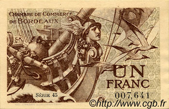 1 Franc FRANCE régionalisme et divers Bordeaux 1921 JP.030.30 TTB à SUP