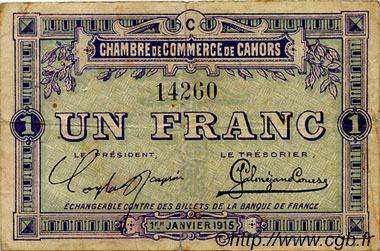 1 Franc FRANCE régionalisme et divers Cahors 1915 JP.035.02 TB
