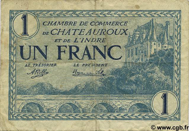 1 Franc FRANCE regionalism and miscellaneous Chateauroux 1920 JP.046.26 F