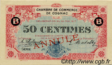 50 Centimes Annulé FRANCE régionalisme et divers Cognac 1917 JP.049.06 SPL à NEUF