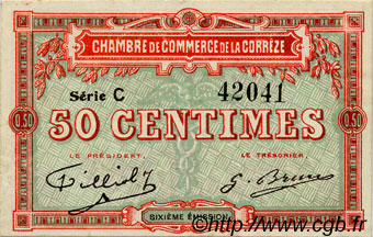 50 Centimes FRANCE régionalisme et divers Corrèze 1915 JP.051.15 TTB à SUP