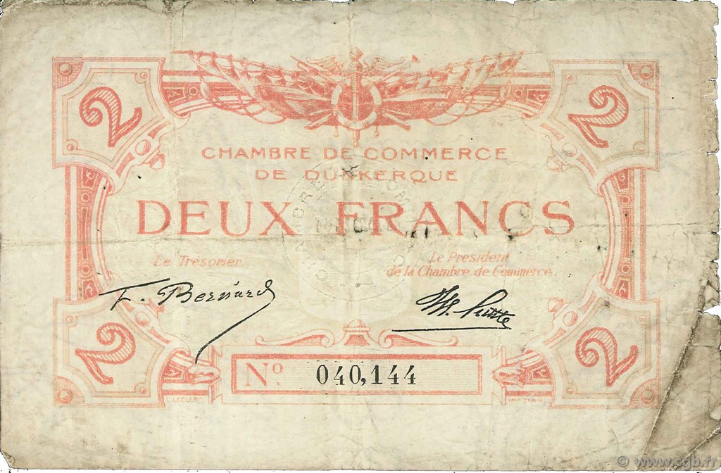 2 Francs FRANCE régionalisme et divers Dunkerque 1918 JP.054.09 TB
