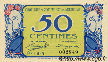 50 Centimes FRANCE régionalisme et divers Grenoble 1917 JP.063.10 SPL à NEUF