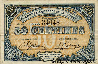 50 Centimes FRANCE régionalisme et divers Guéret 1918 JP.064.16 TTB à SUP