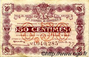 50 Centimes FRANCE régionalisme et divers Le Havre 1920 JP.068.32 TB